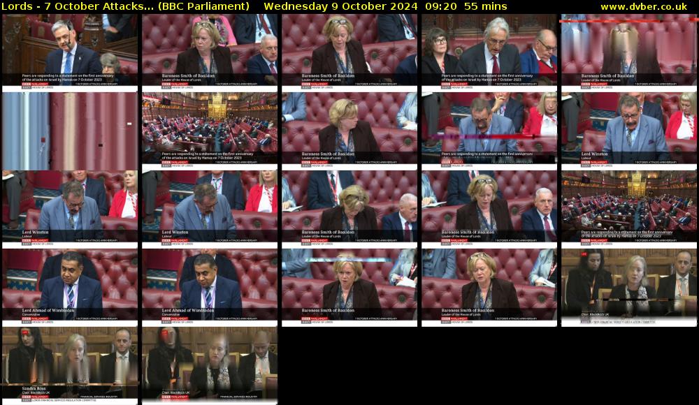Lords - 7 October Attacks... (BBC Parliament) Wednesday 9 October 2024 09:20 - 10:15