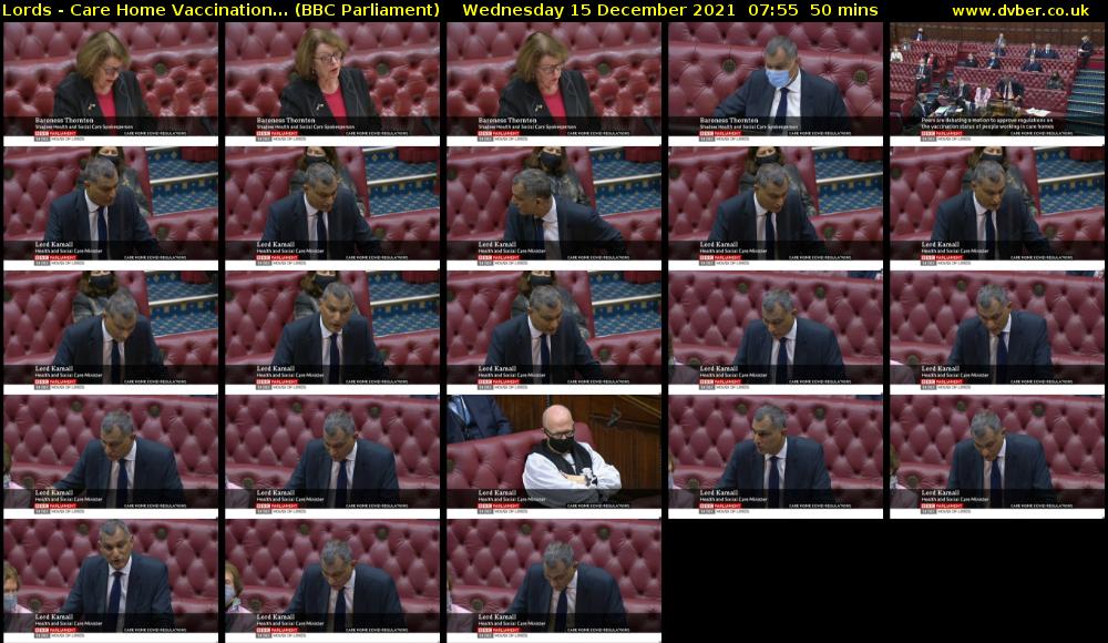 Lords - Care Home Vaccination... (BBC Parliament) Wednesday 15 December 2021 07:55 - 08:45
