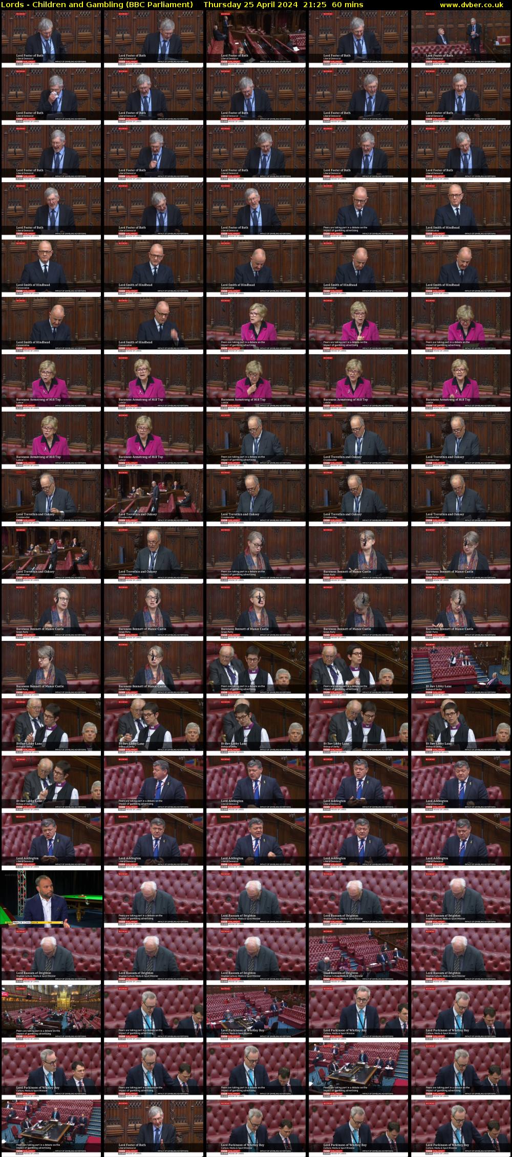 Lords - Children and Gambling (BBC Parliament) Thursday 25 April 2024 21:25 - 22:25