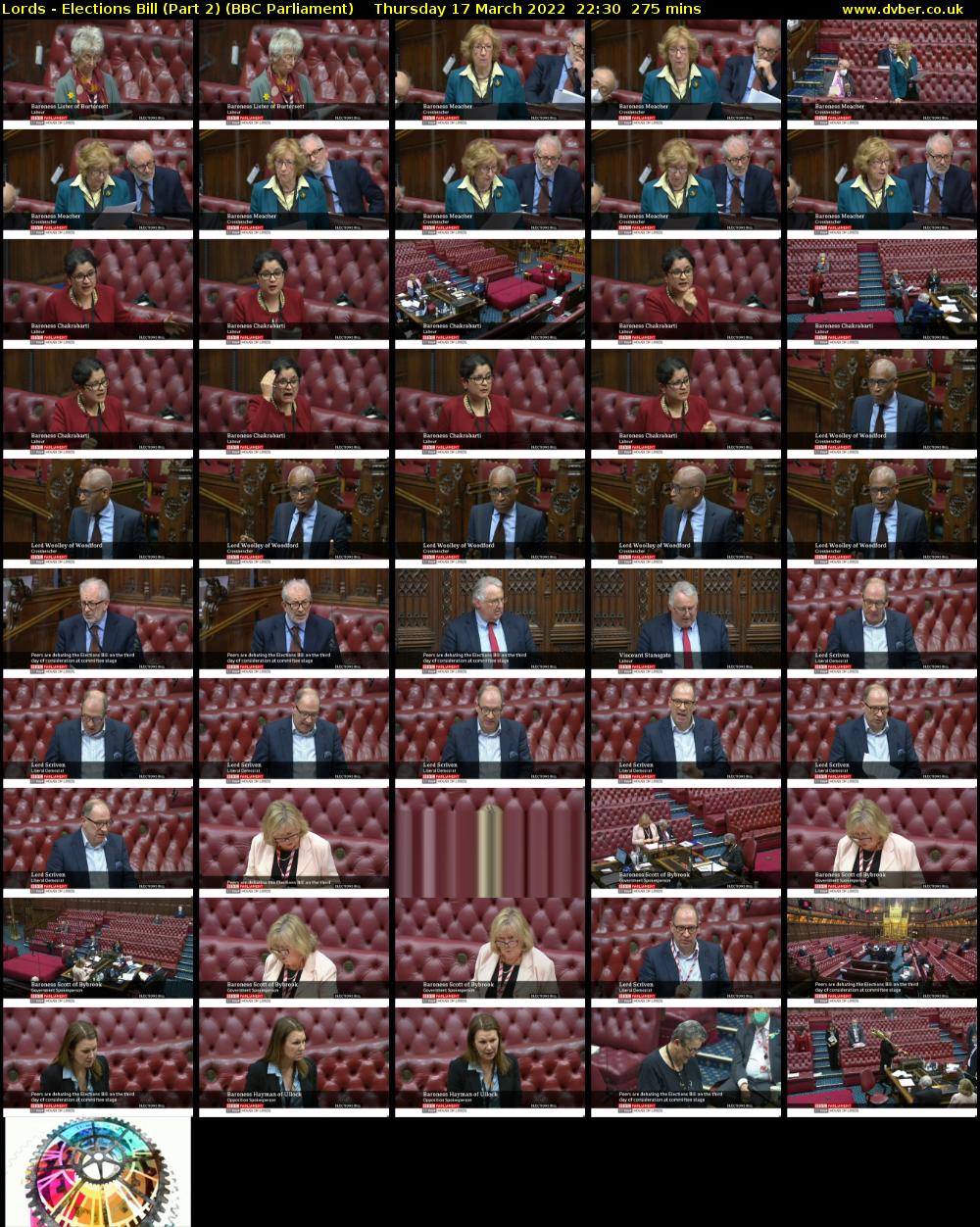 Lords - Elections Bill (Part 2) (BBC Parliament) Thursday 17 March 2022 22:30 - 03:05