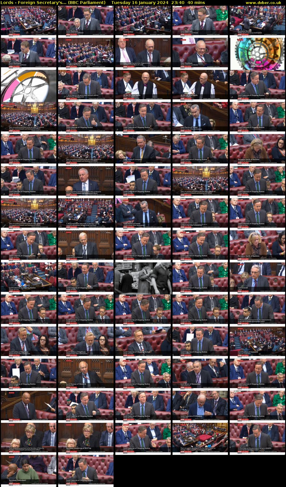 Lords - Foreign Secretary's... (BBC Parliament) Tuesday 16 January 2024 23:40 - 00:20