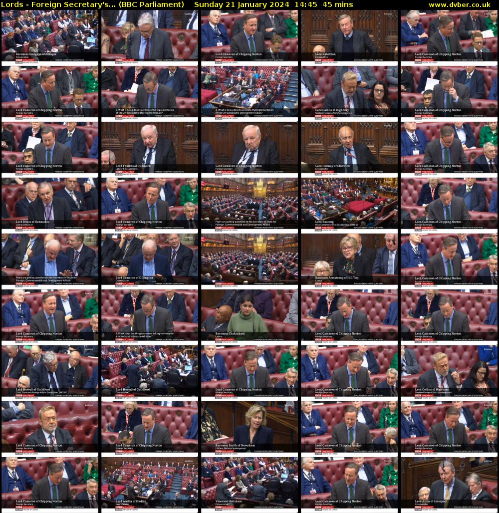 Lords - Foreign Secretary's... (BBC Parliament) Sunday 21 January 2024 14:45 - 15:30
