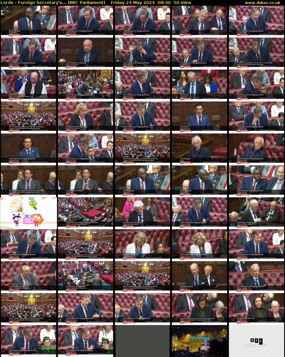 Lords - Foreign Secretary's... (BBC Parliament) Friday 24 May 2024 08:40 - 09:30