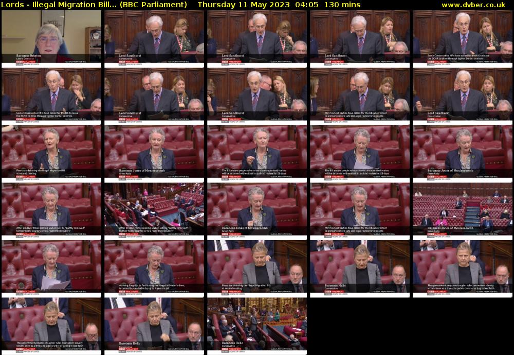 Lords - Illegal Migration Bill... (BBC Parliament) Thursday 11 May 2023 04:05 - 06:15