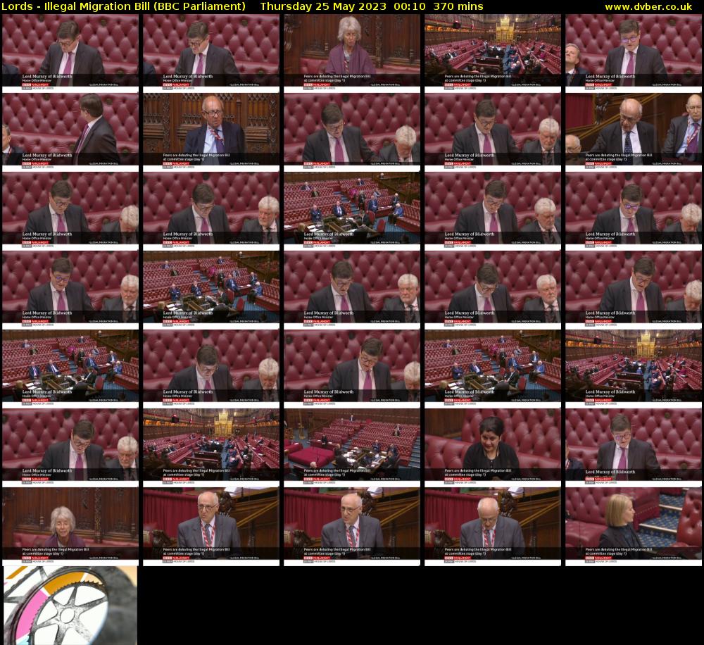 Lords - Illegal Migration Bill (BBC Parliament) Thursday 25 May 2023 00:10 - 06:20