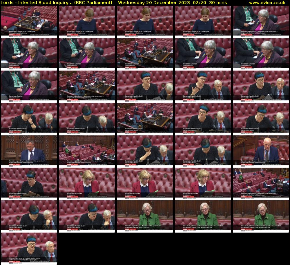 Lords - Infected Blood Inquiry... (BBC Parliament) Wednesday 20 December 2023 02:20 - 02:50