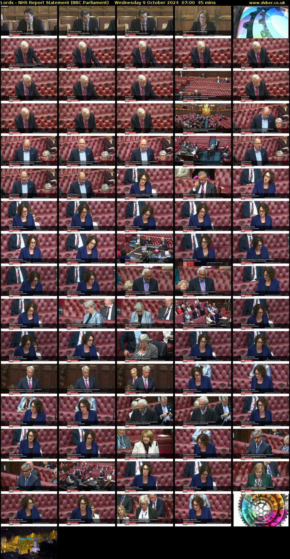 Lords - NHS Report Statement (BBC Parliament) Wednesday 9 October 2024 07:00 - 07:45
