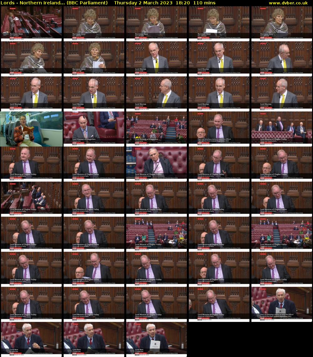Lords - Northern Ireland... (BBC Parliament) Thursday 2 March 2023 18:20 - 20:10