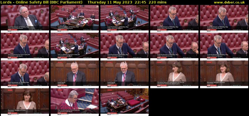 Lords - Online Safety Bill (BBC Parliament) Thursday 11 May 2023 22:45 - 02:25