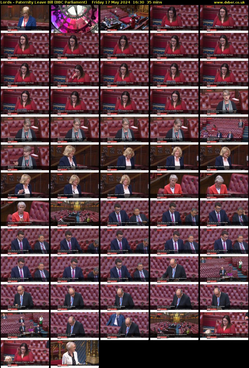 Lords - Paternity Leave Bill (BBC Parliament) Friday 17 May 2024 16:30 - 17:05