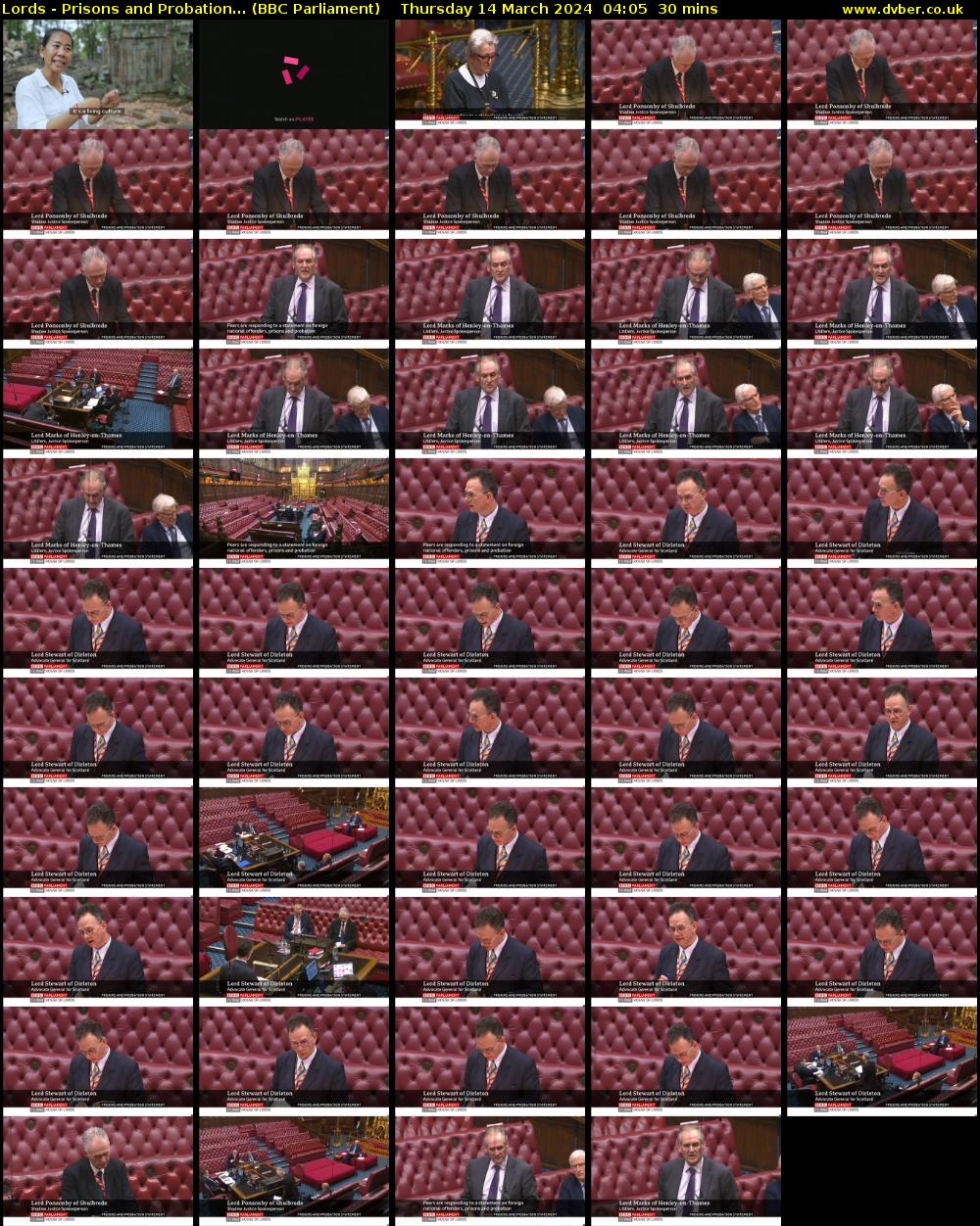 Lords - Prisons and Probation... (BBC Parliament) Thursday 14 March 2024 04:05 - 04:35