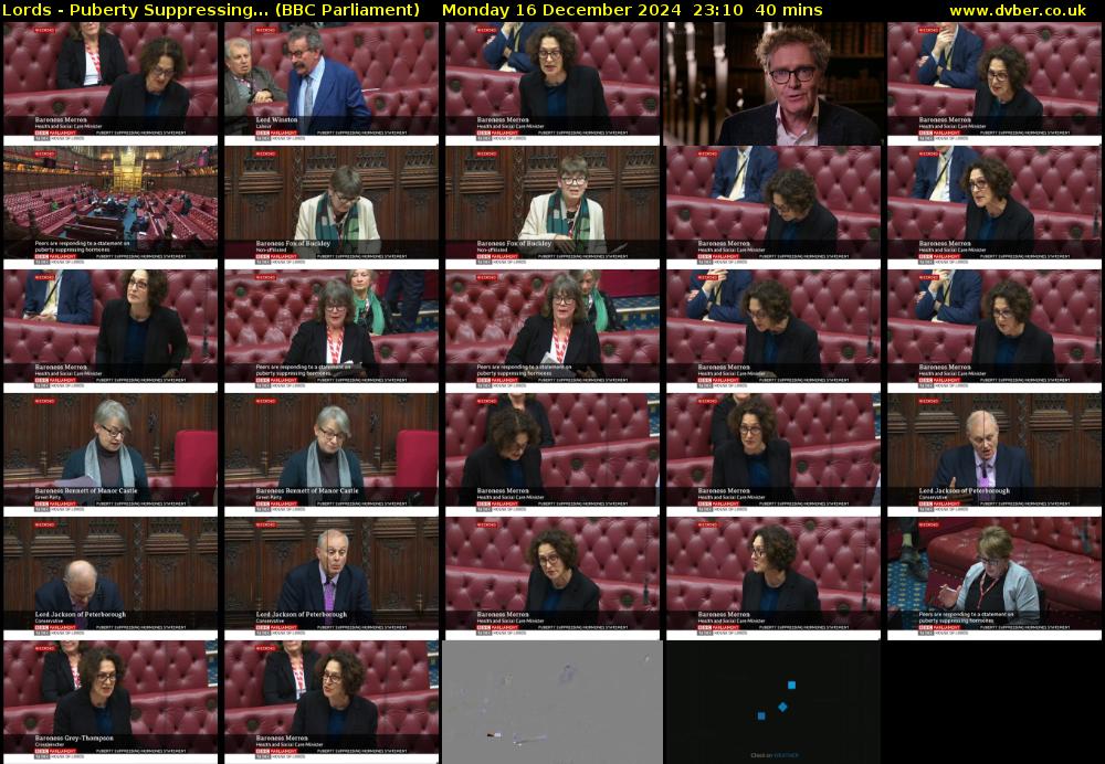 Lords - Puberty Suppressing... (BBC Parliament) Monday 16 December 2024 23:10 - 23:50