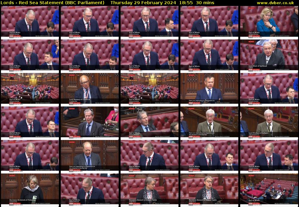 Lords - Red Sea Statement (BBC Parliament) Thursday 29 February 2024 18:55 - 19:25