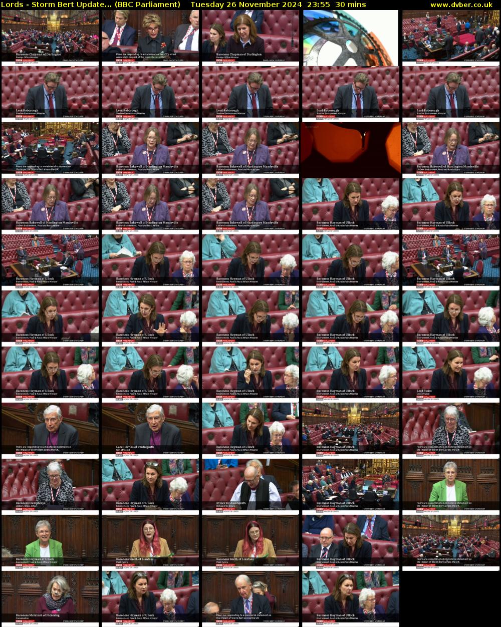 Lords - Storm Bert Update... (BBC Parliament) Tuesday 26 November 2024 23:55 - 00:25