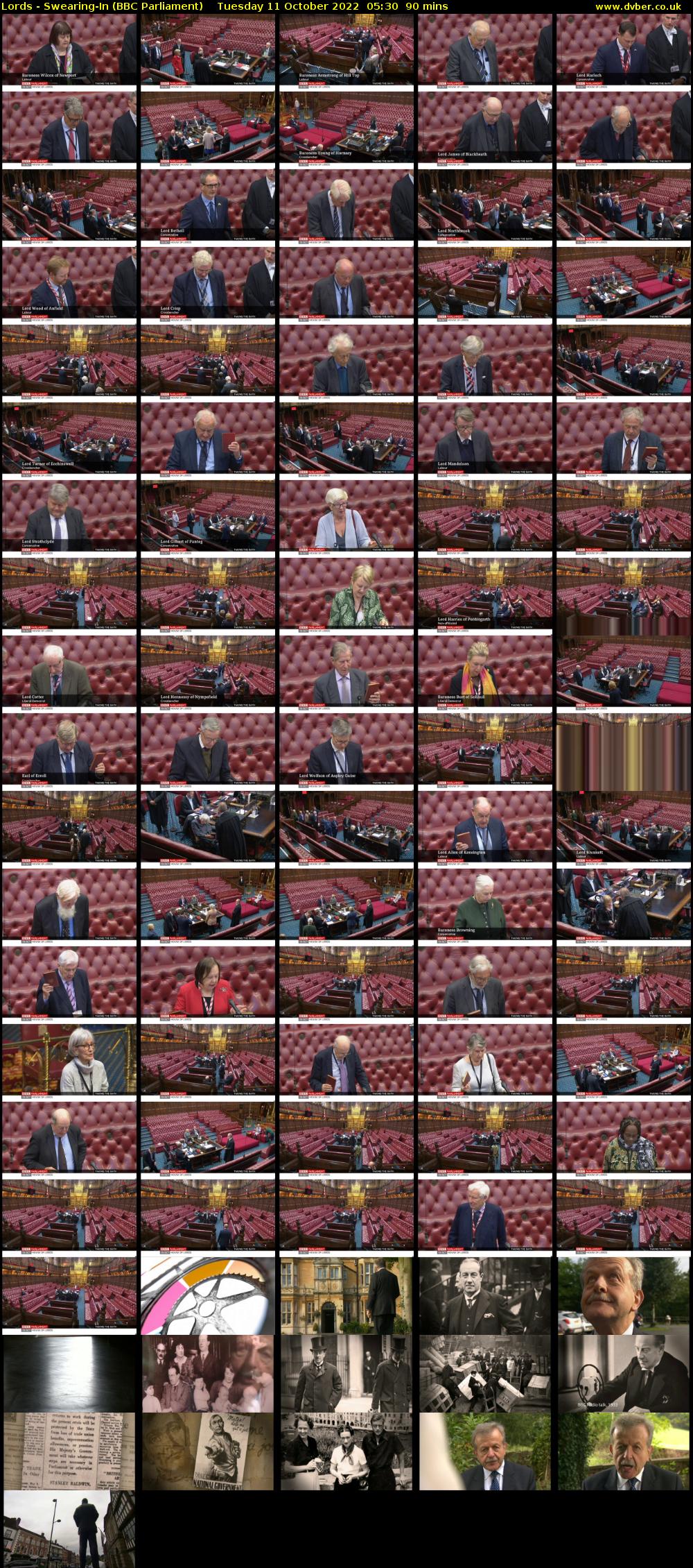 Lords - Swearing-In (BBC Parliament) Tuesday 11 October 2022 05:30 - 07:00