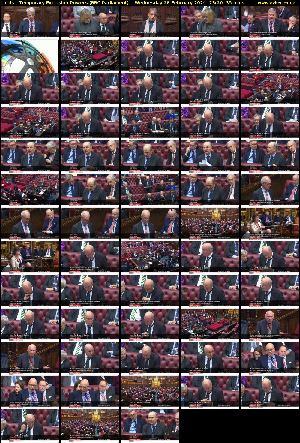 Lords - Temporary Exclusion Powers (BBC Parliament) Wednesday 28 February 2024 23:20 - 23:55