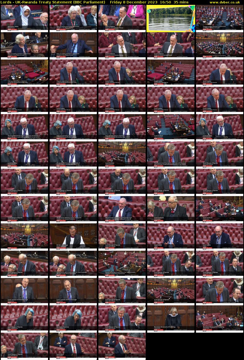 Lords - UK-Rwanda Treaty Statement (BBC Parliament) Friday 8 December 2023 16:50 - 17:25