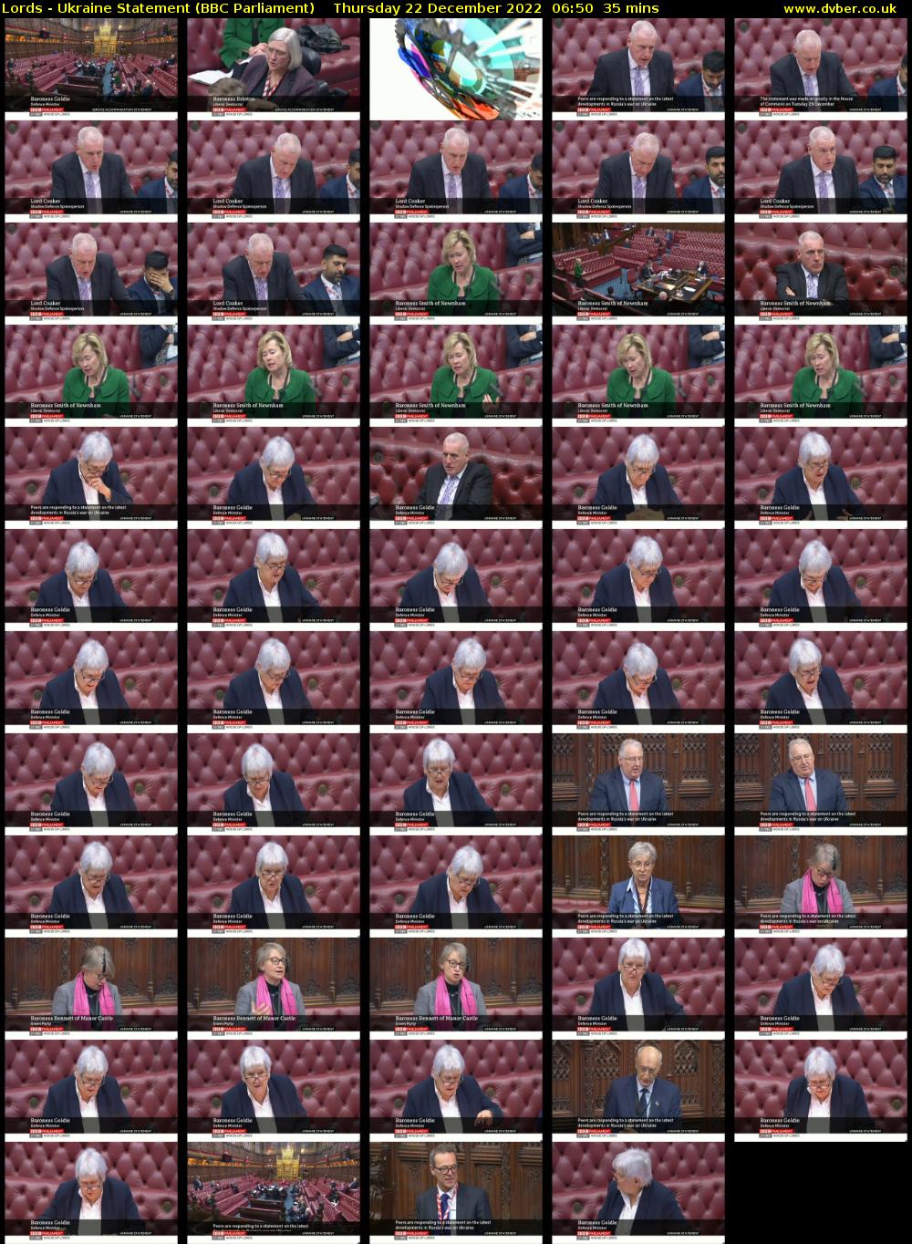 Lords - Ukraine Statement (BBC Parliament) Thursday 22 December 2022 06:50 - 07:25