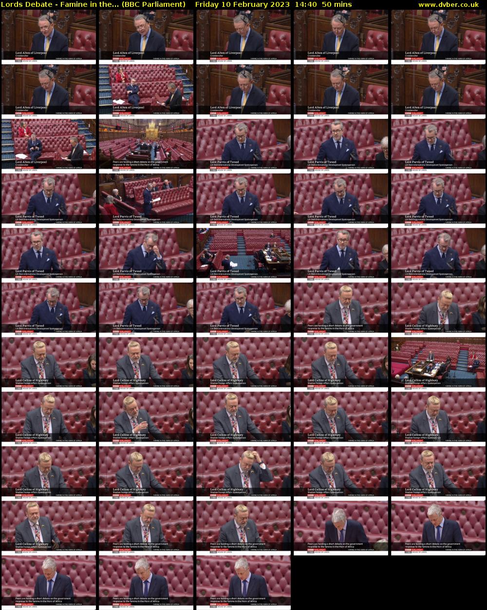 Lords Debate - Famine in the... (BBC Parliament) Friday 10 February 2023 14:40 - 15:30