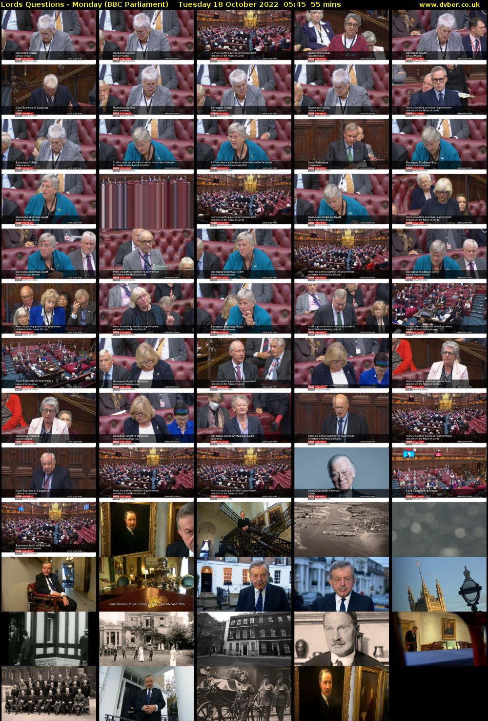 Lords Questions - Monday (BBC Parliament) Tuesday 18 October 2022 05:45 - 06:40
