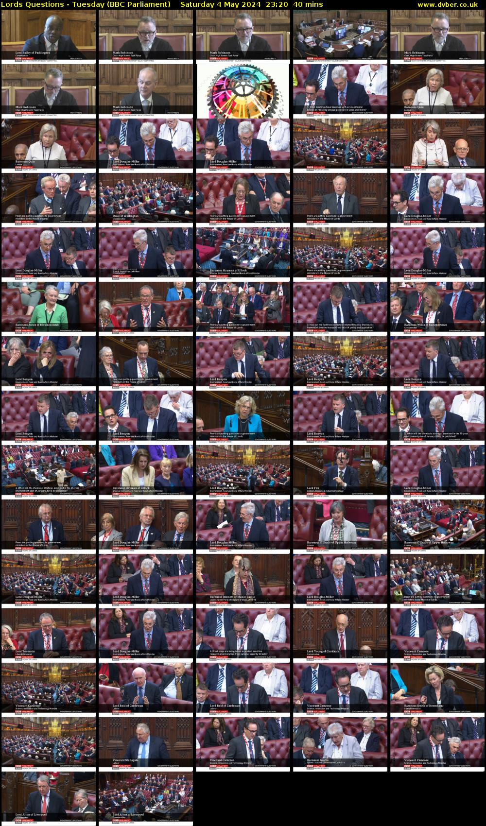 Lords Questions - Tuesday (BBC Parliament) Saturday 4 May 2024 23:20 - 00:00