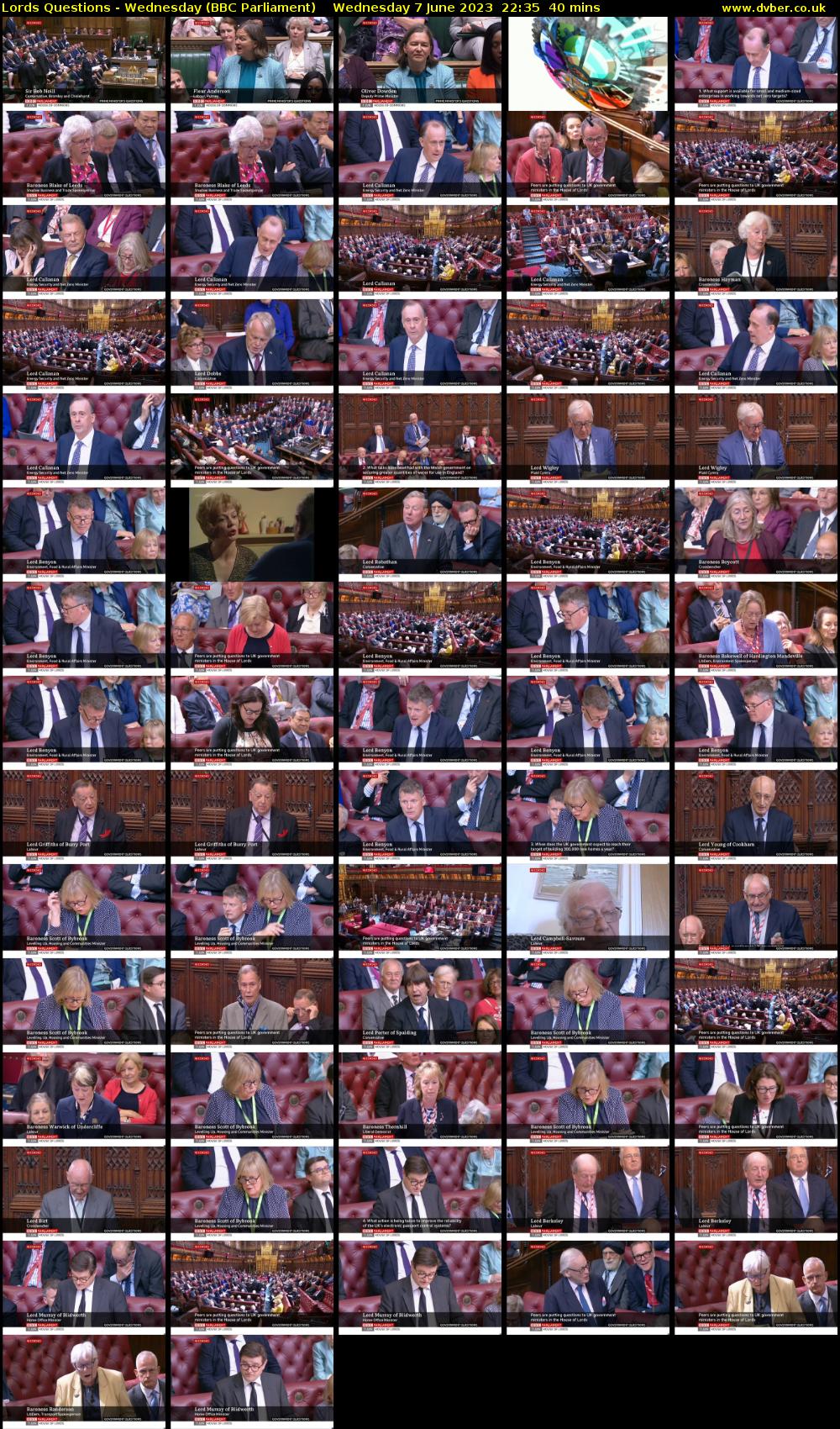 Lords Questions - Wednesday (BBC Parliament) Wednesday 7 June 2023 22:35 - 23:15