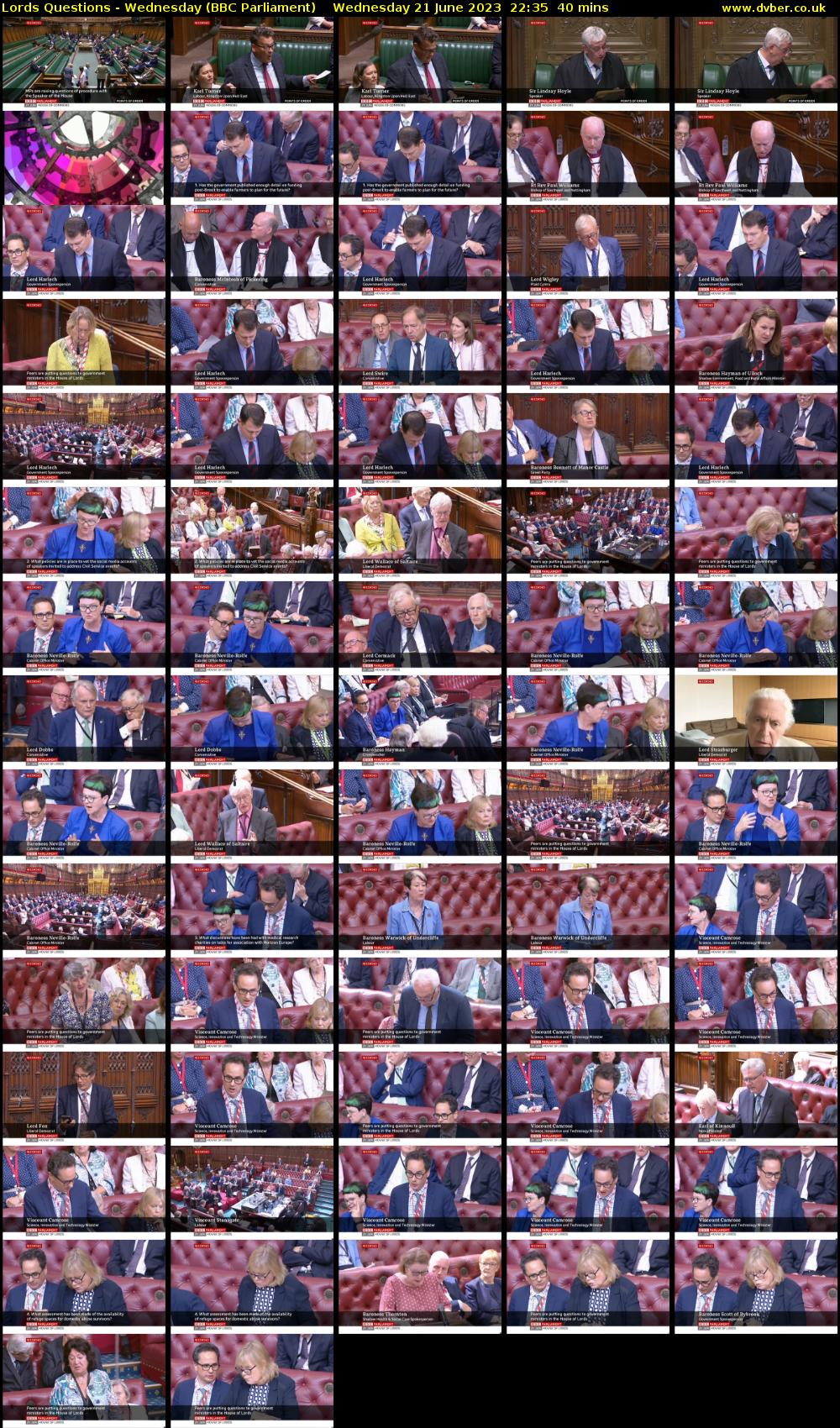Lords Questions - Wednesday (BBC Parliament) Wednesday 21 June 2023 22:35 - 23:15