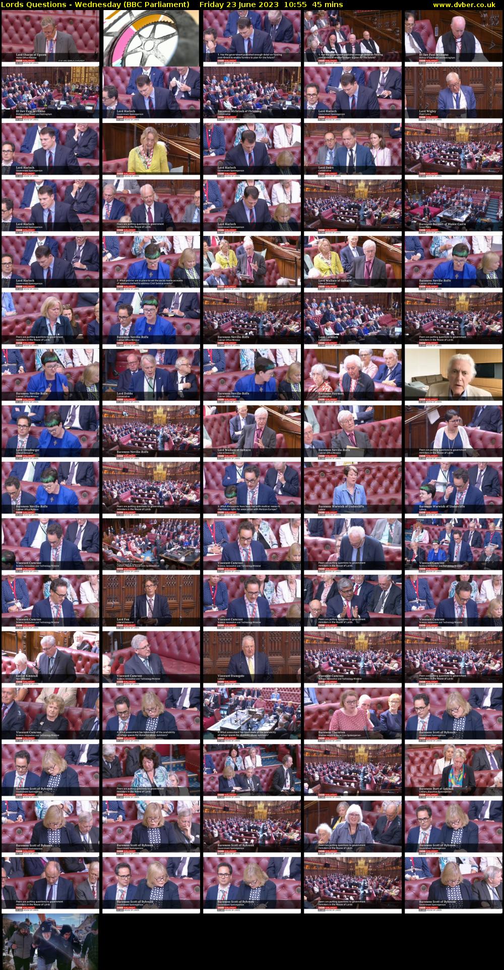 Lords Questions - Wednesday (BBC Parliament) Friday 23 June 2023 10:55 - 11:40