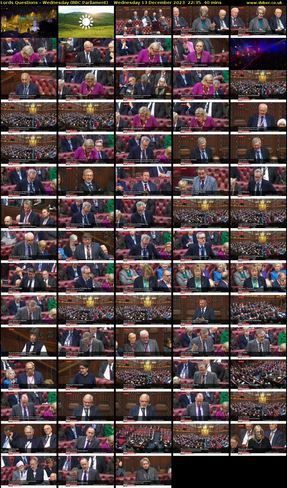 Lords Questions - Wednesday (BBC Parliament) Wednesday 13 December 2023 22:35 - 23:15