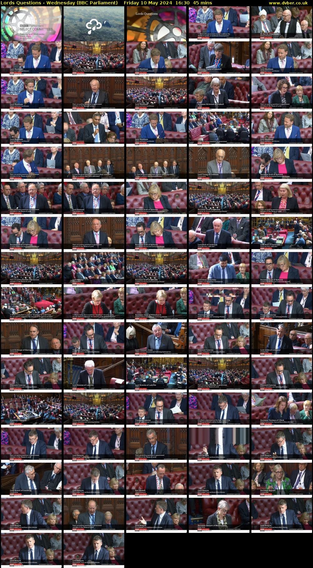 Lords Questions - Wednesday (BBC Parliament) Friday 10 May 2024 16:30 - 17:15