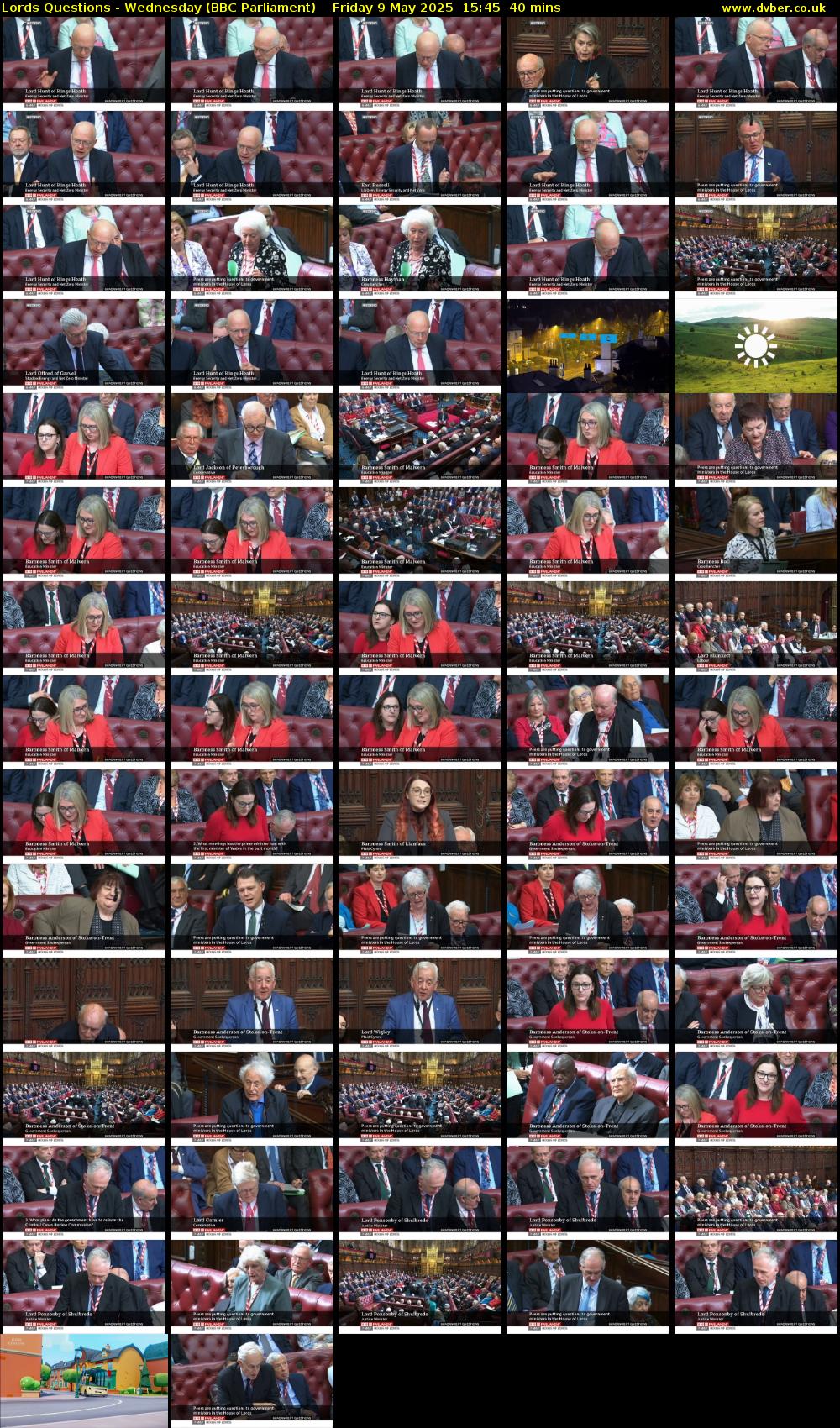 Lords Questions - Wednesday (BBC Parliament) Friday 9 May 2025 15:45 - 16:25