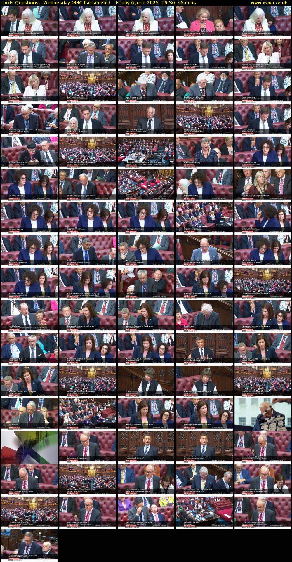 Lords Questions - Wednesday (BBC Parliament) Friday 6 June 2025 16:30 - 17:15