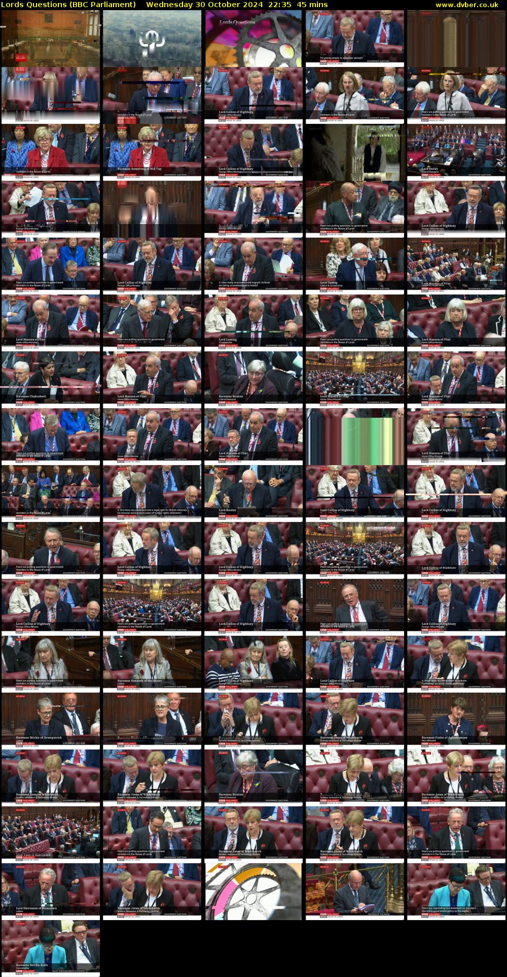 Lords Questions (BBC Parliament) Wednesday 30 October 2024 22:35 - 23:20