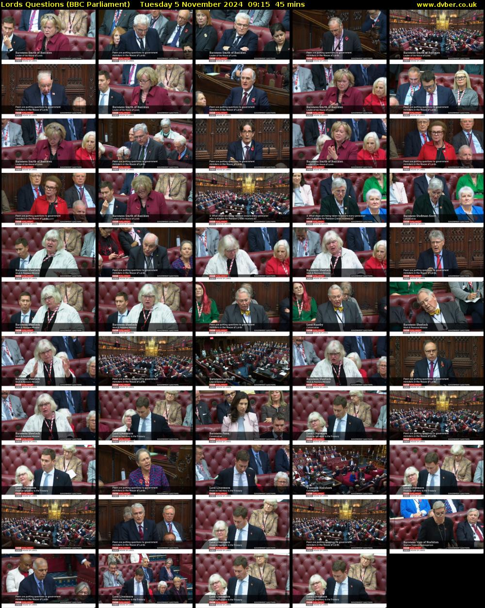 Lords Questions (BBC Parliament) Tuesday 5 November 2024 09:15 - 10:00