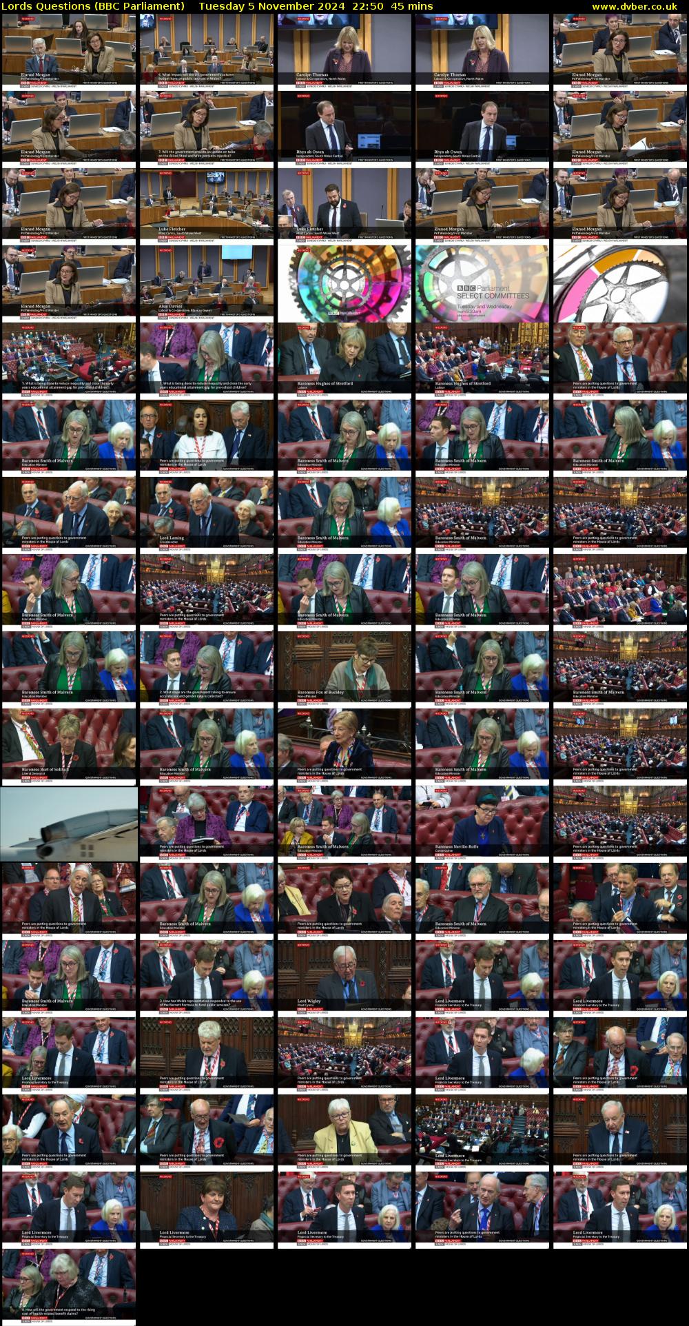 Lords Questions (BBC Parliament) Tuesday 5 November 2024 22:50 - 23:35