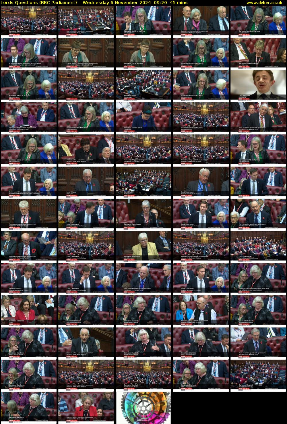 Lords Questions (BBC Parliament) Wednesday 6 November 2024 09:20 - 10:05