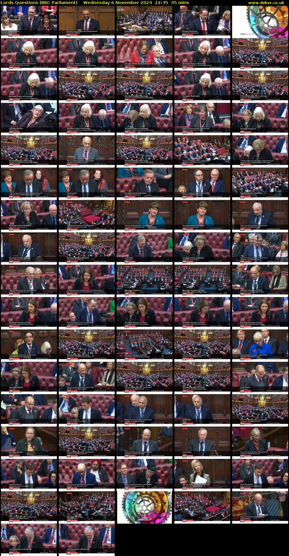 Lords Questions (BBC Parliament) Wednesday 6 November 2024 22:35 - 23:20