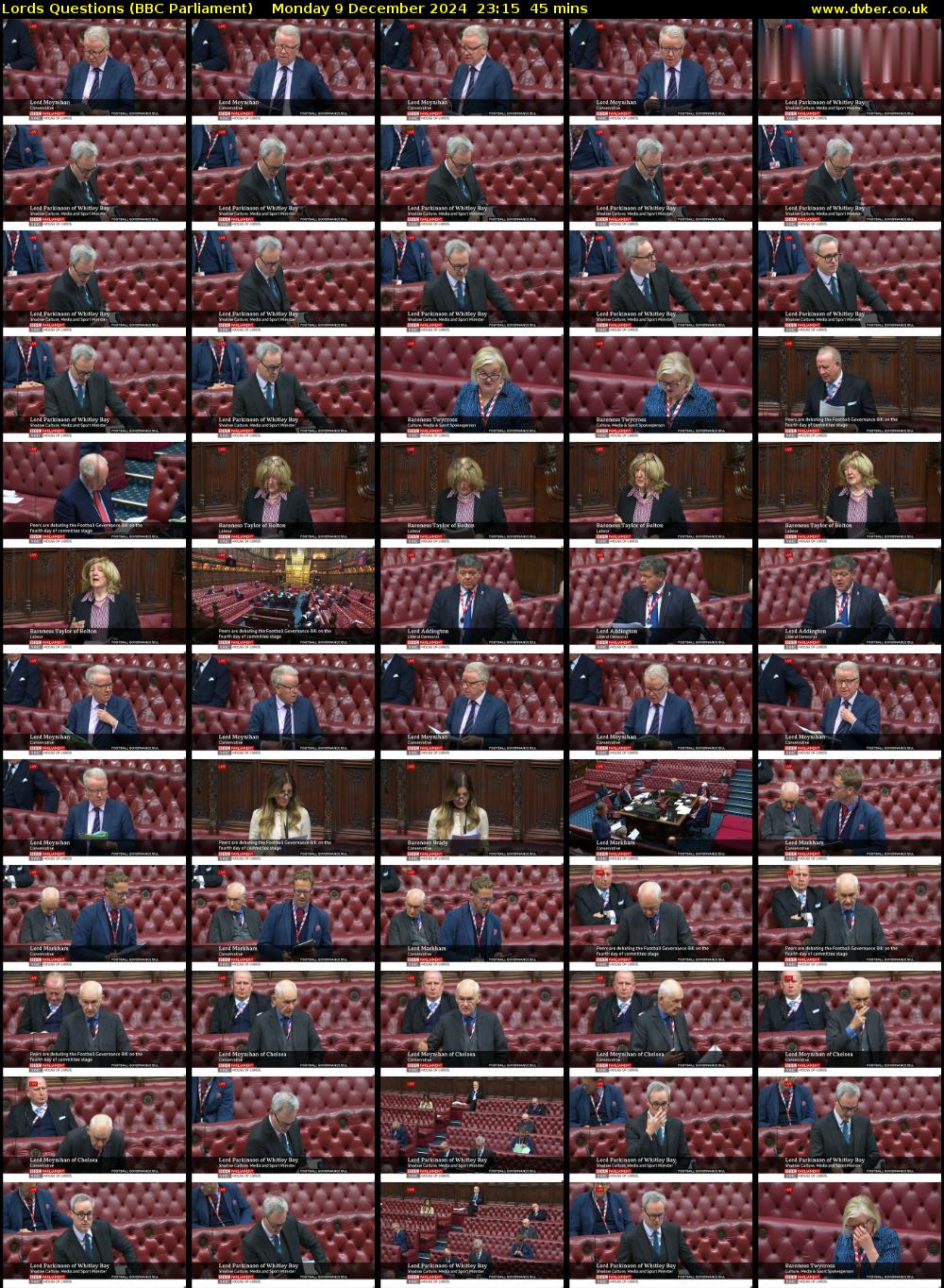 Lords Questions (BBC Parliament) Monday 9 December 2024 23:15 - 00:00