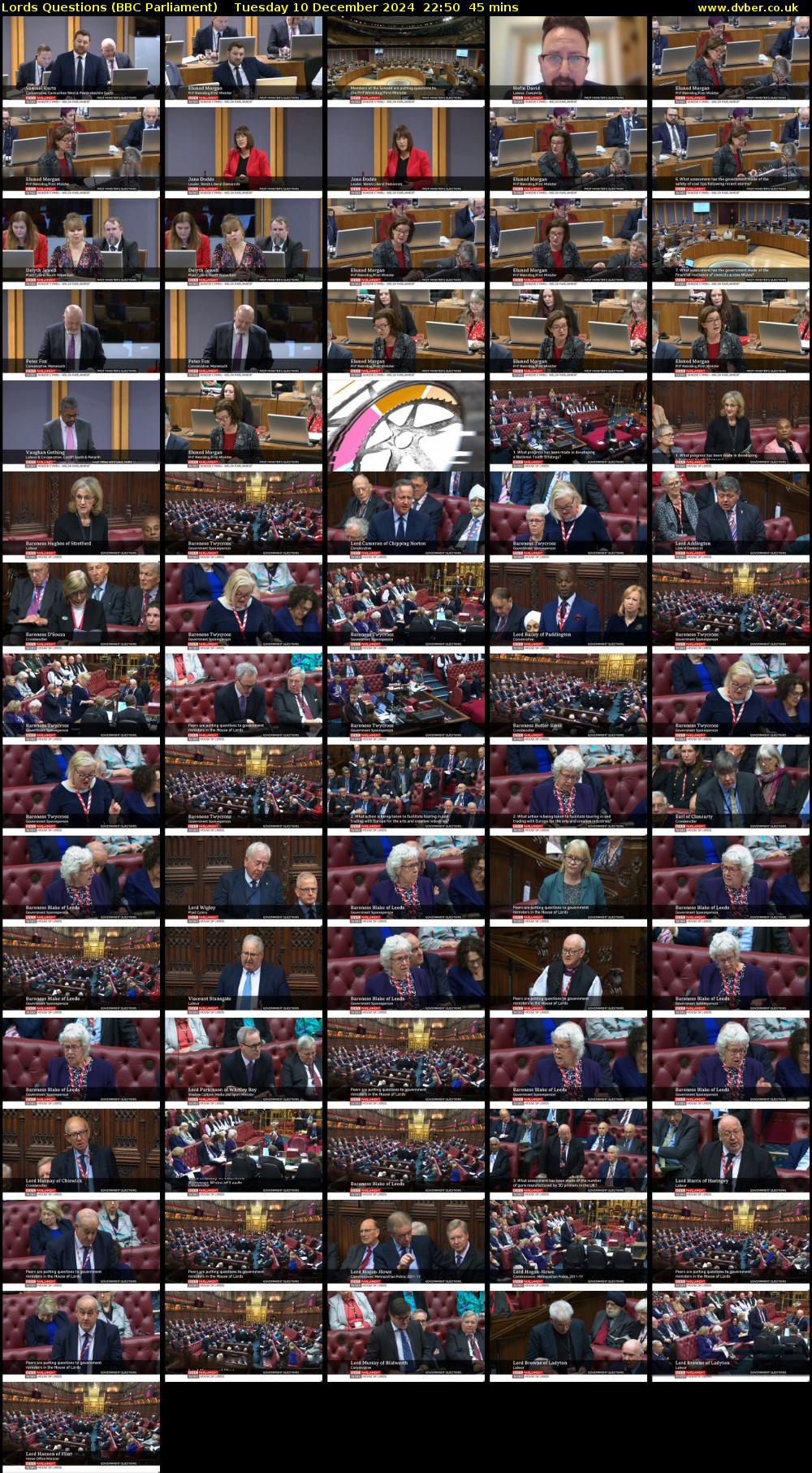 Lords Questions (BBC Parliament) Tuesday 10 December 2024 22:50 - 23:35