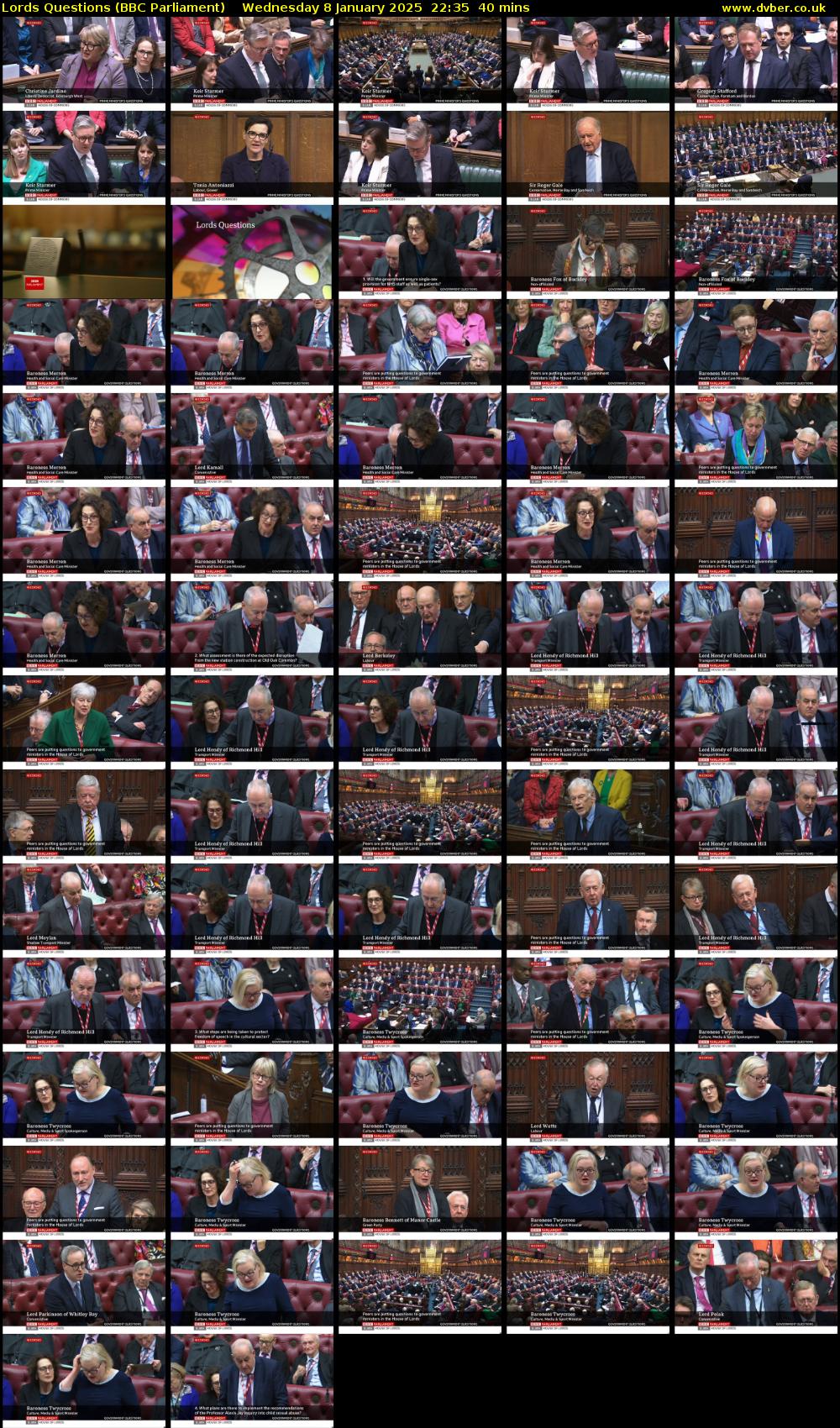 Lords Questions (BBC Parliament) Wednesday 8 January 2025 22:35 - 23:15