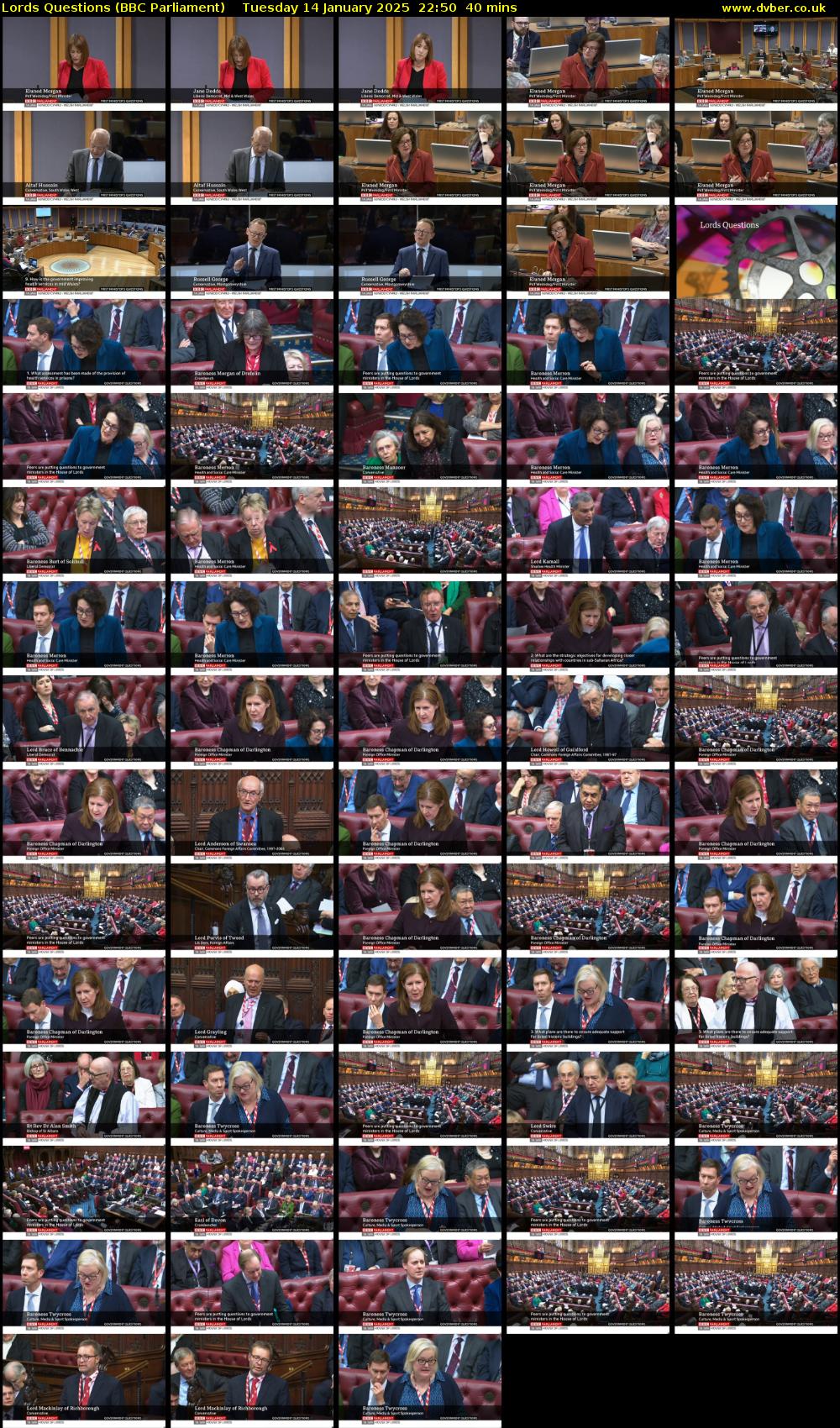 Lords Questions (BBC Parliament) Tuesday 14 January 2025 22:50 - 23:30