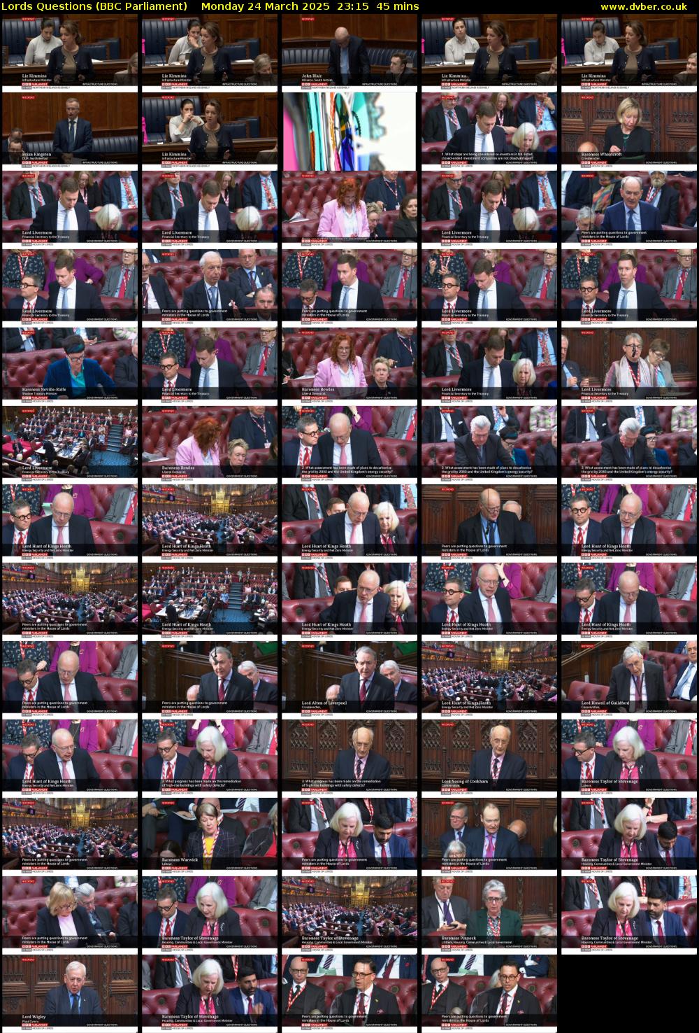 Lords Questions (BBC Parliament) Monday 24 March 2025 23:15 - 00:00