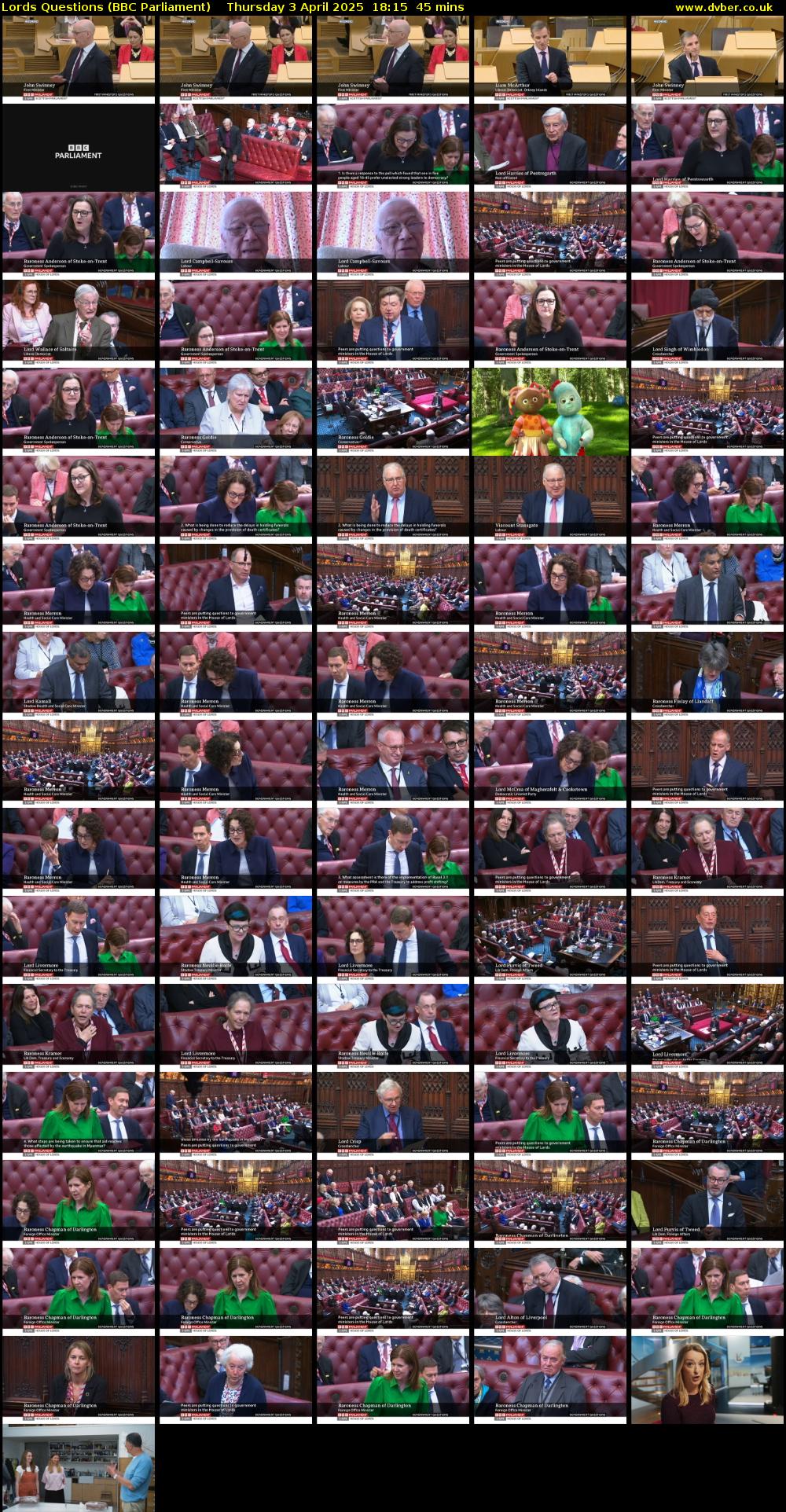 Lords Questions (BBC Parliament) Thursday 3 April 2025 18:15 - 19:00