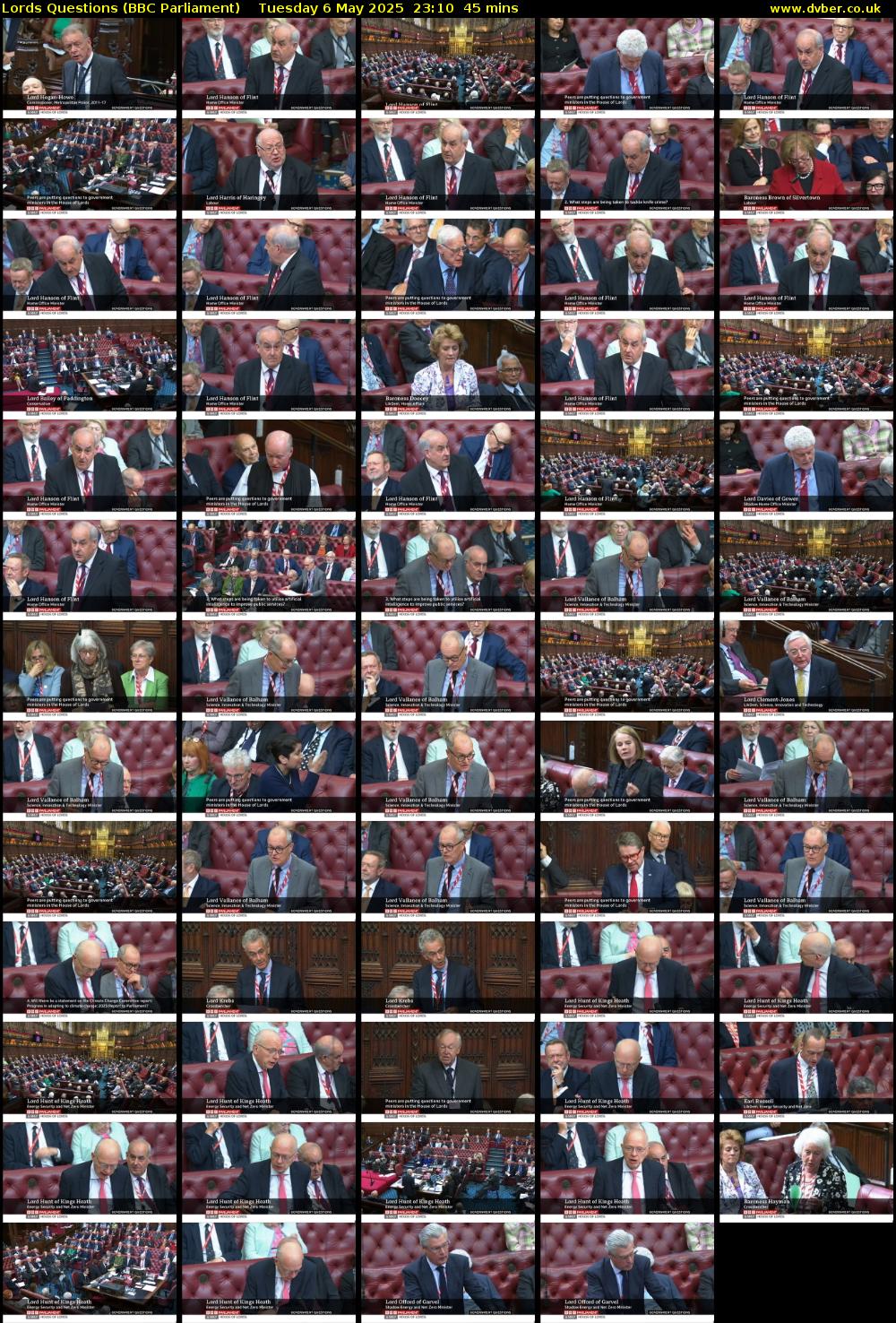 Lords Questions (BBC Parliament) Tuesday 6 May 2025 23:10 - 23:55