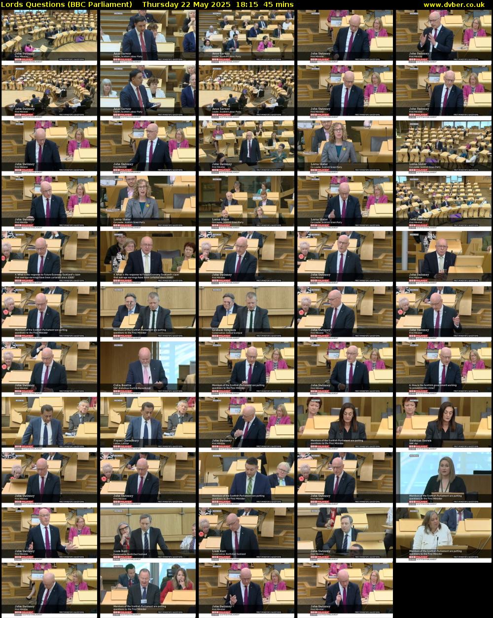 Lords Questions (BBC Parliament) Thursday 22 May 2025 18:15 - 19:00