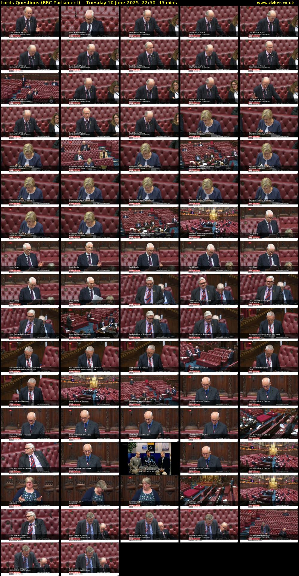 Lords Questions (BBC Parliament) Tuesday 10 June 2025 22:50 - 23:35