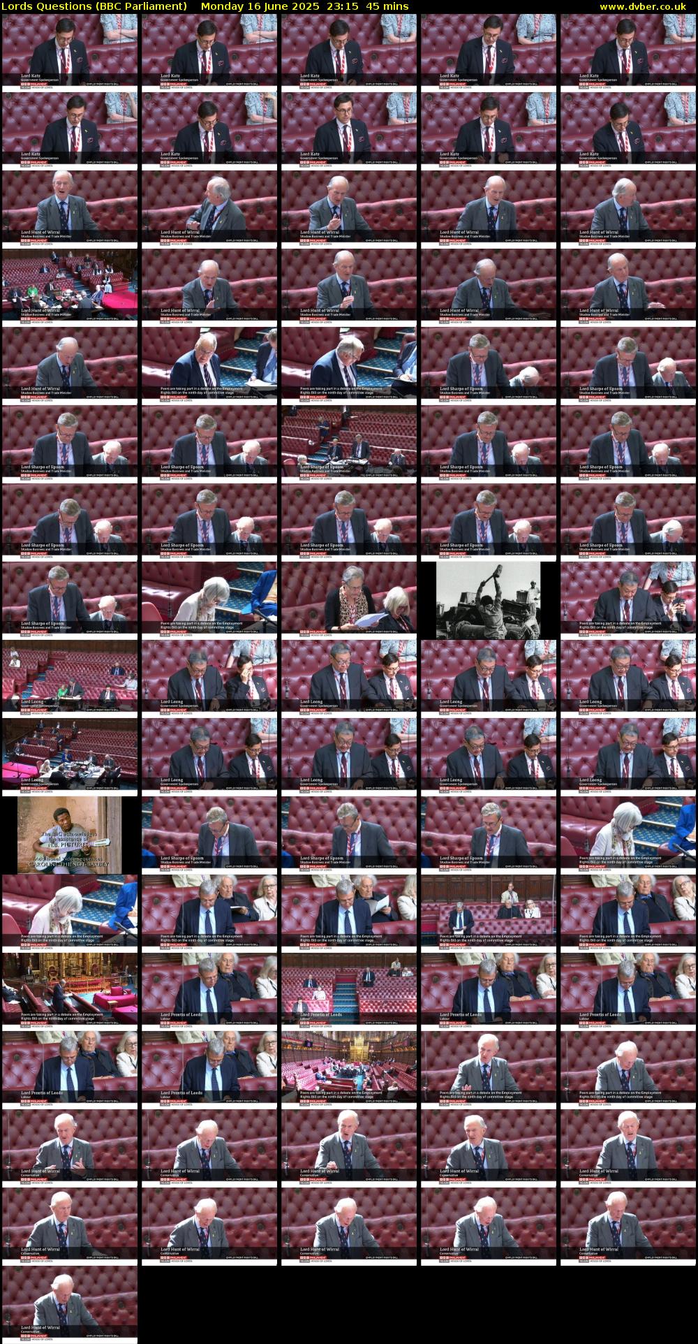 Lords Questions (BBC Parliament) Monday 16 June 2025 23:15 - 00:00