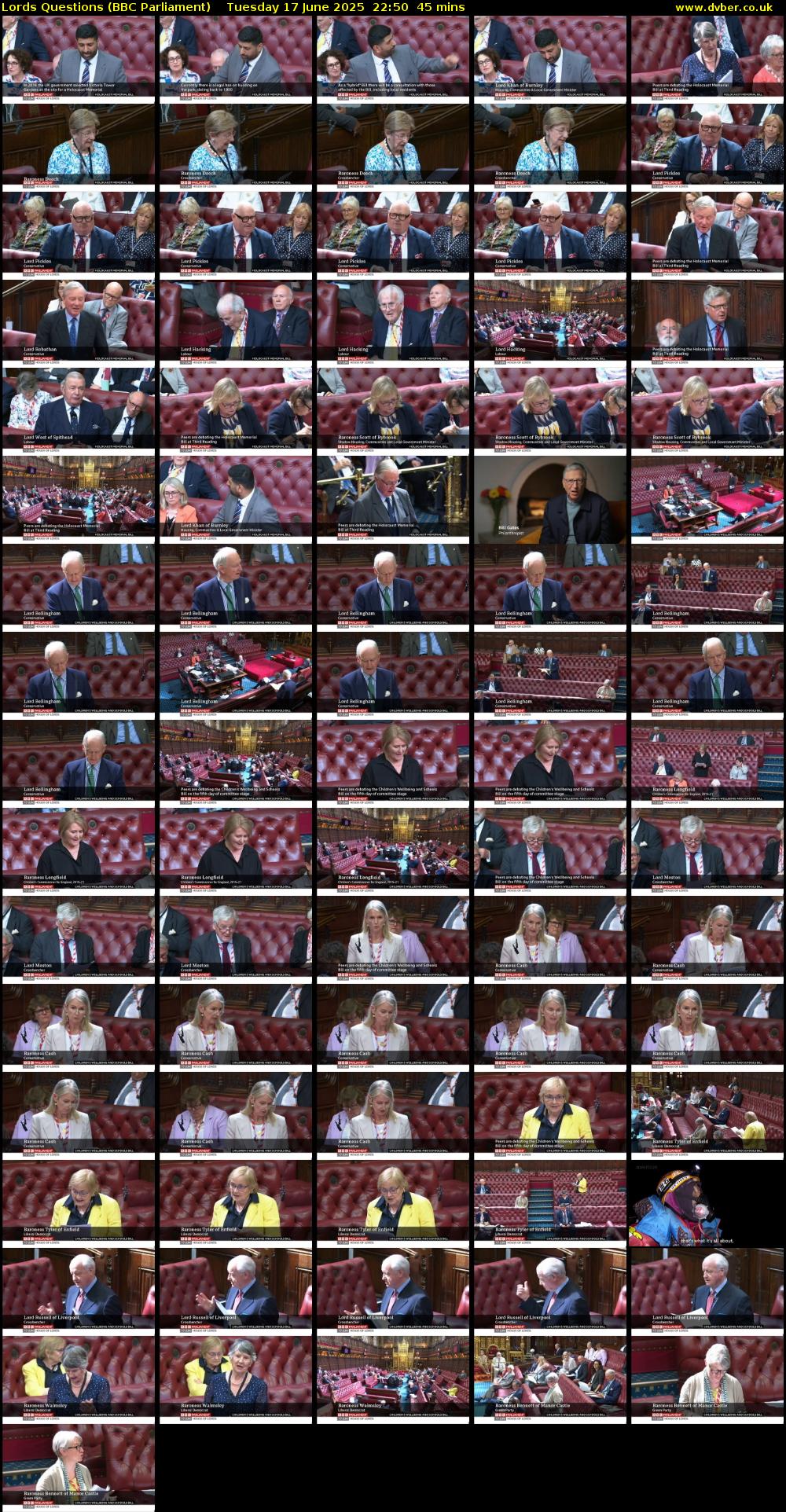 Lords Questions (BBC Parliament) Tuesday 17 June 2025 22:50 - 23:35
