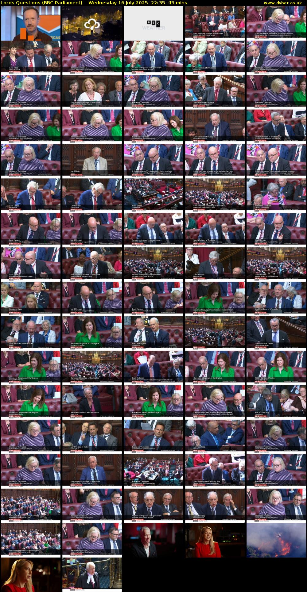 Lords Questions (BBC Parliament) Wednesday 16 July 2025 22:35 - 23:20