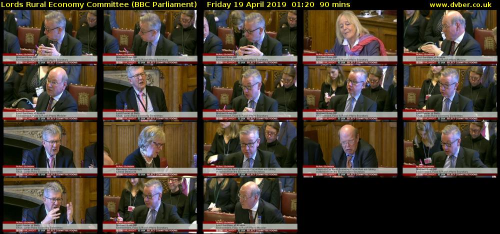 Lords Rural Economy Committee (BBC Parliament) Friday 19 April 2019 01:20 - 02:50
